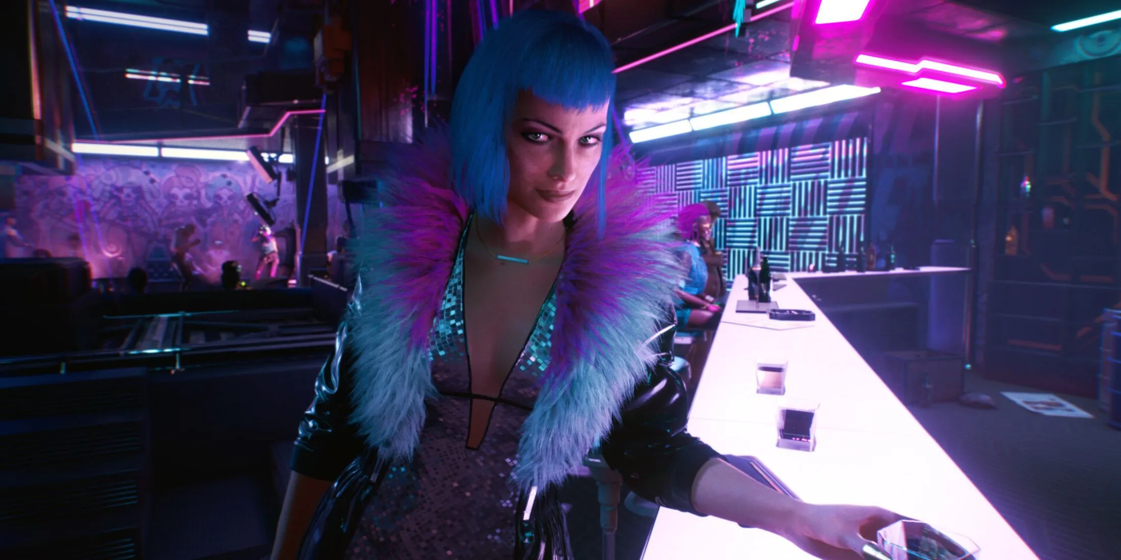 Cyberpunk 2077 at the bar Cyberpunk 2077 at the bar