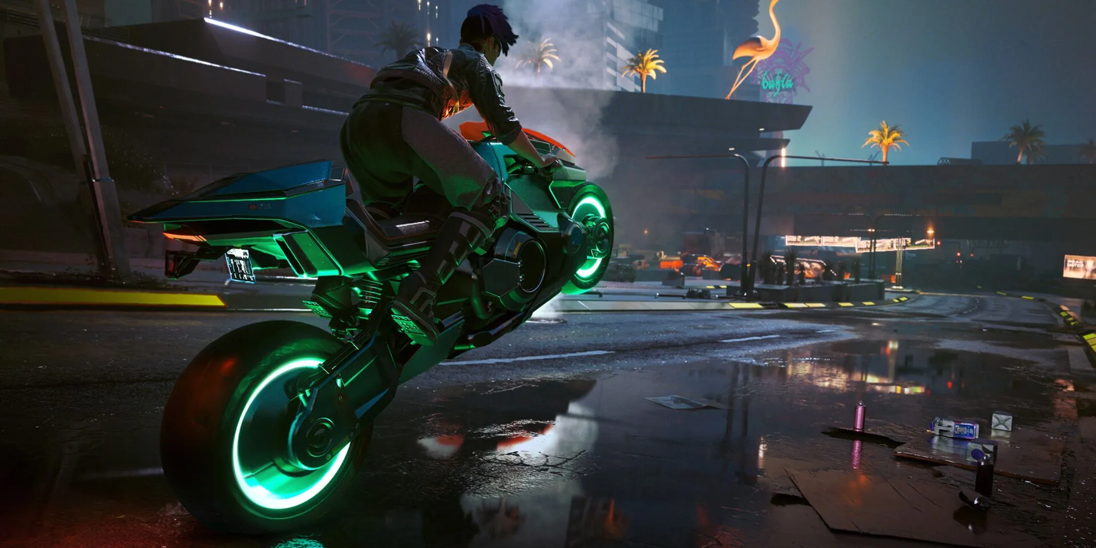 Riding a motorbike in Cyberpunk 2077 Riding a motorbike in Cyberpunk 2077