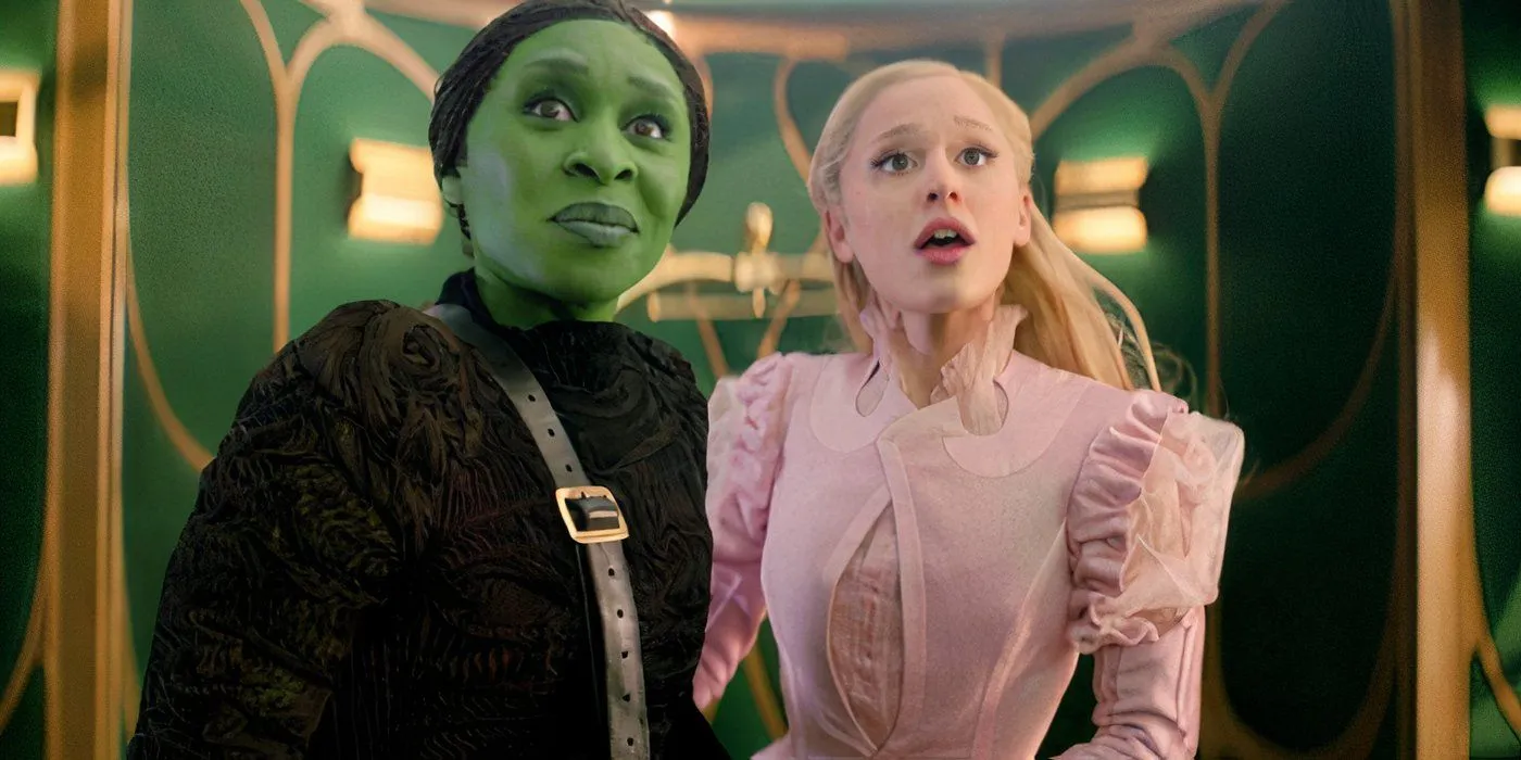 Cynthia Erivo as Elphaba and Ariana Grande as Glinda