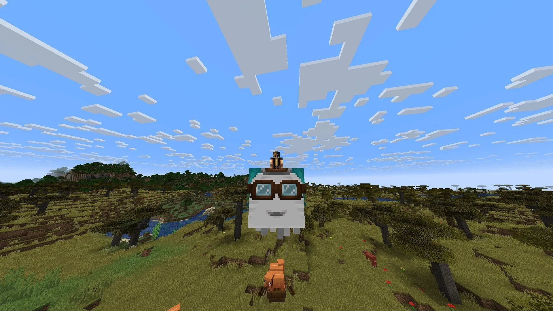 In Minecraft puoi legare una barca all'Happy Ghast e raccogliere più mob (immagine tramite Sportskeeda Gaming || Mojang Studios)