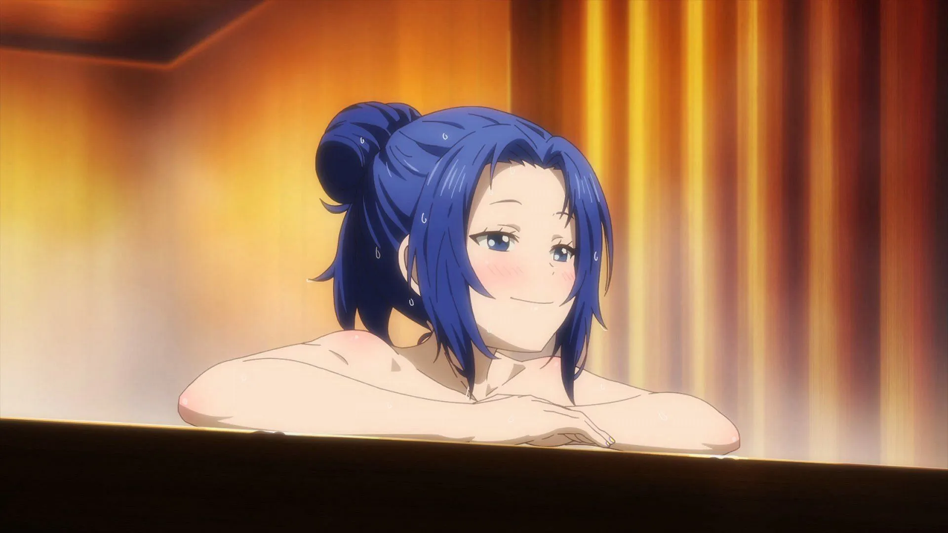 Chika enjoying the hot springs during her travels