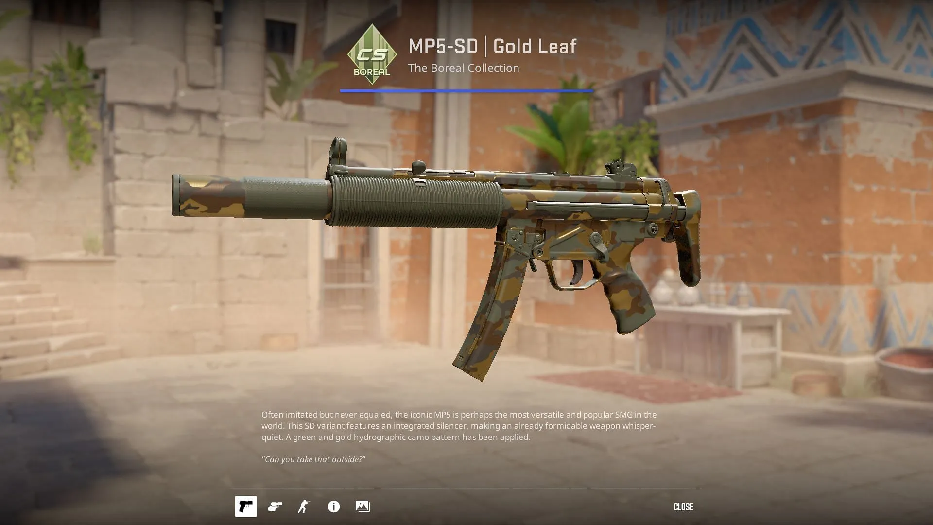 MP5-SD | Gold Leaf (Image via Valve)