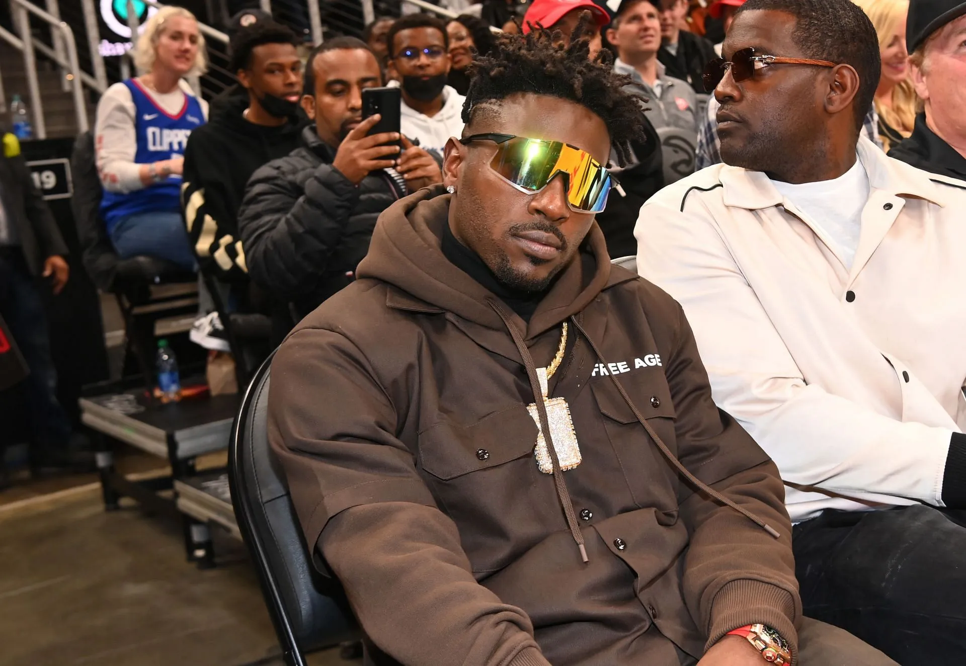 Antonio Brown - Celebrities Attend Los Angeles Clippers v Atlanta Hawks - Image via Getty Antonio Brown - Celebrities Attend Los Angeles Clippers v Atlanta Hawks - Image via Getty