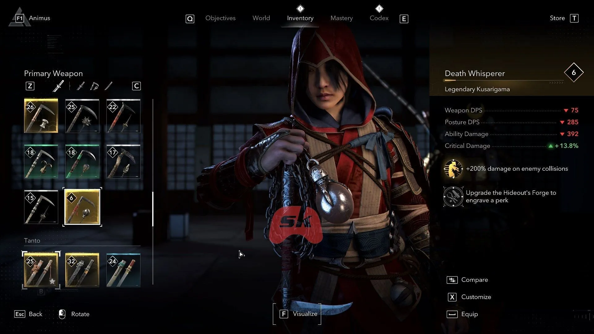 The Death Whisper Kusarigama (Image via Sportskeeda Gaming || Ubisoft)