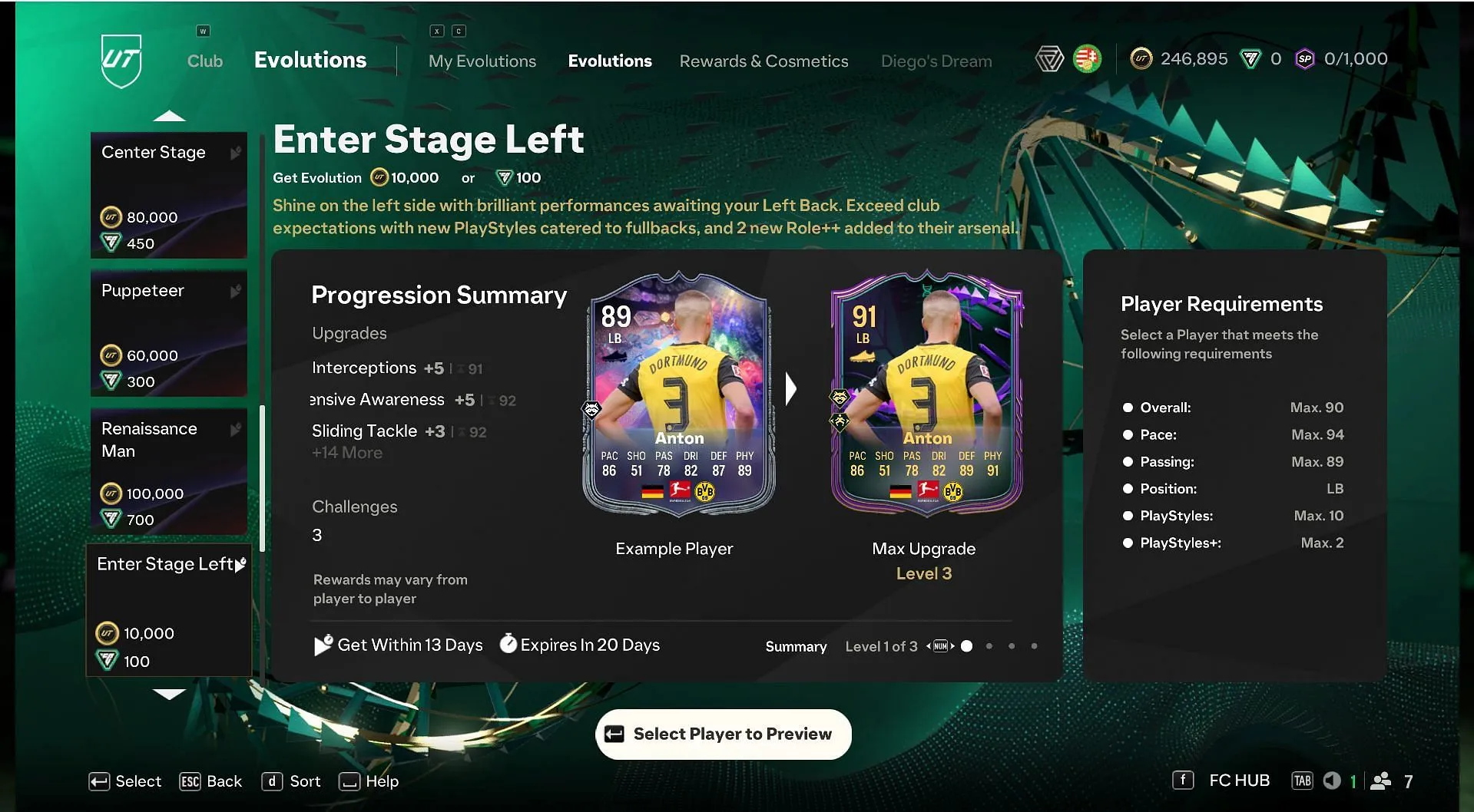 The Enter Stage Left EVO requirements (Image via EA Sports)