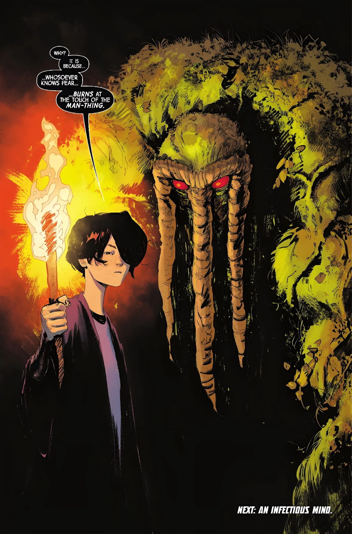 Deathdream Stands Next to Man-Thing and Tells His Team Not to Fear Deathdream Stands Next to Man-Thing and Tells His Team Not to Fear