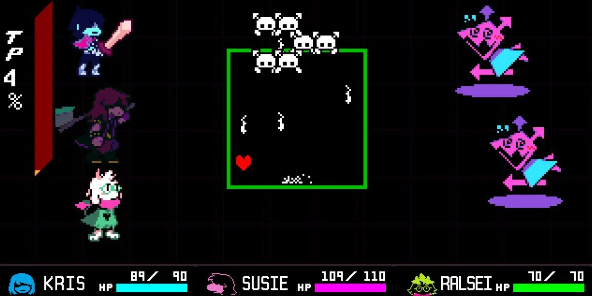 Deltarune combat screenshot Deltarune combat screenshot