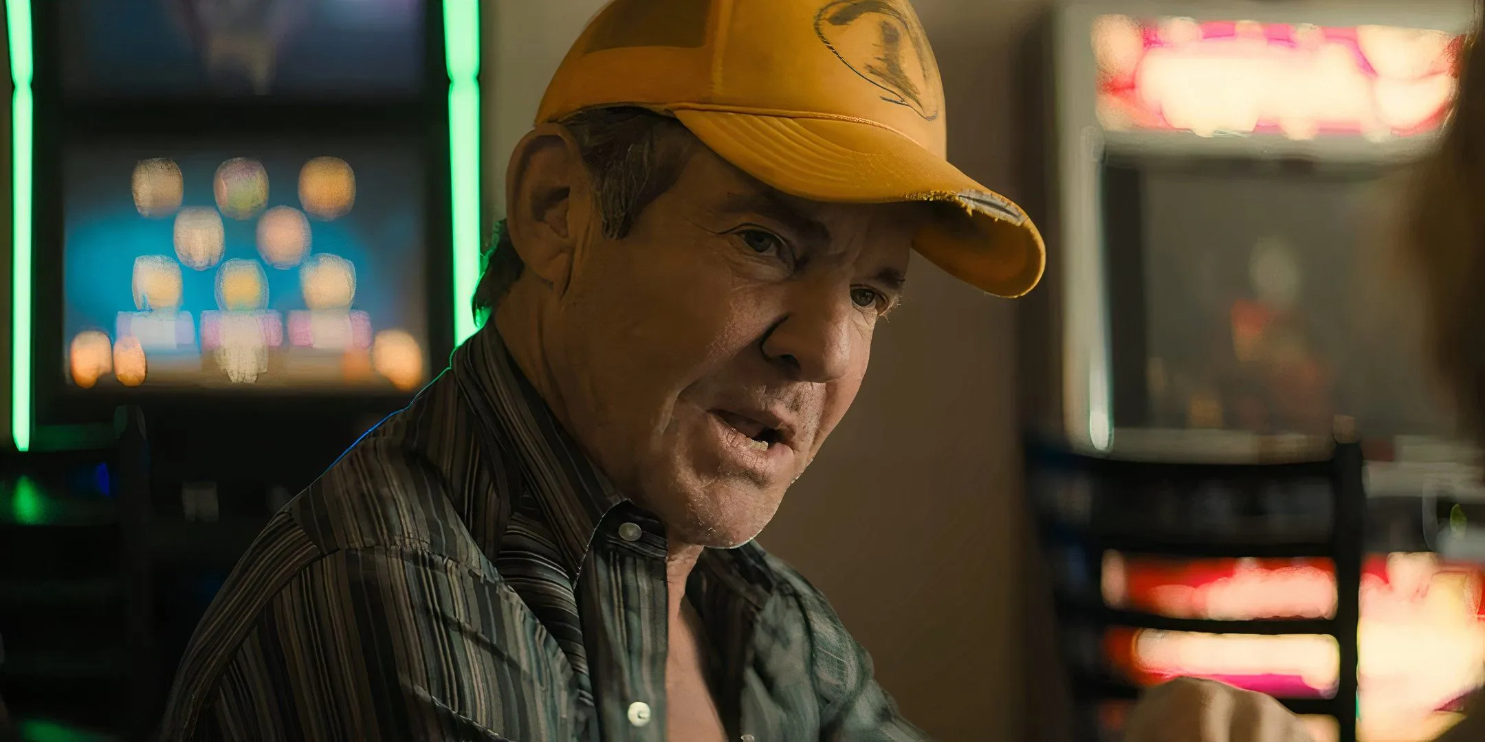 Dennis Quaid as George talking seriously to True Dennis Quaid as George talking seriously to True