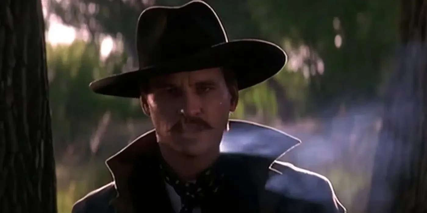 Doc Holliday exhales smoke from his cigar in Tombstone Doc Holliday exhales smoke from his cigar in Tombstone