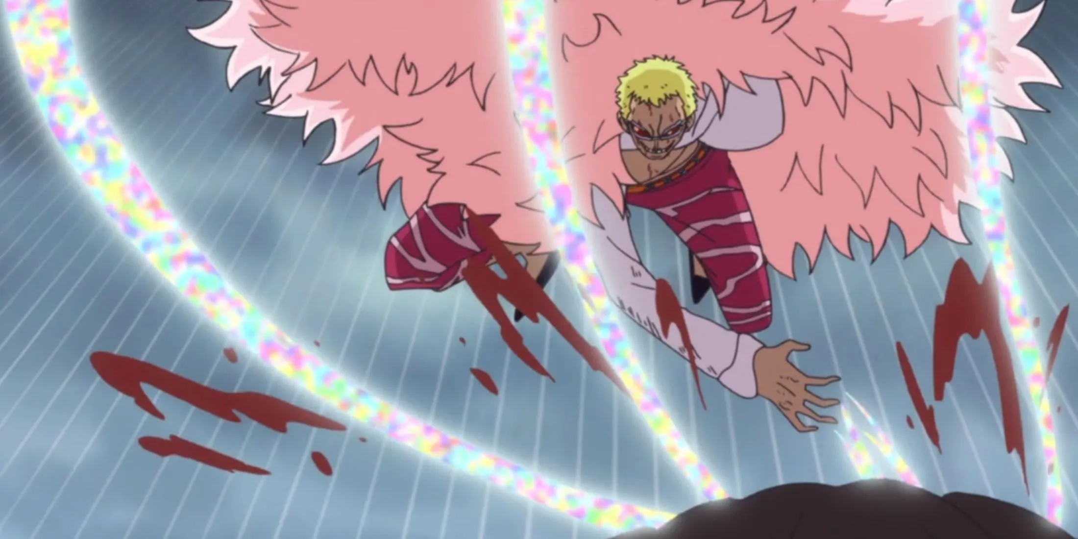 Donquixote Doflamingo slashing with strings.