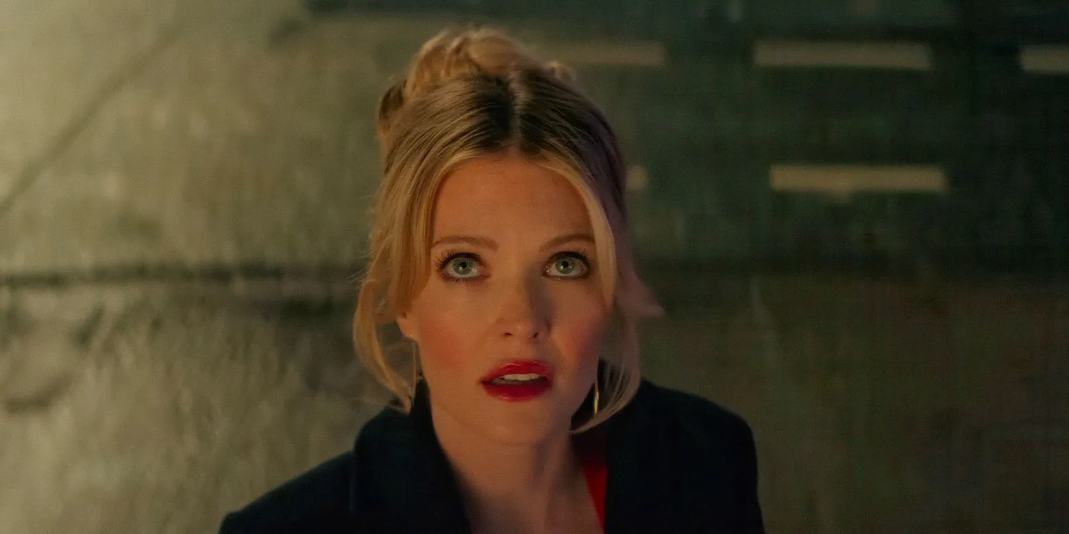 Violet (Meghann Fahy) looking up in Drop Violet (Meghann Fahy) looking up in Drop