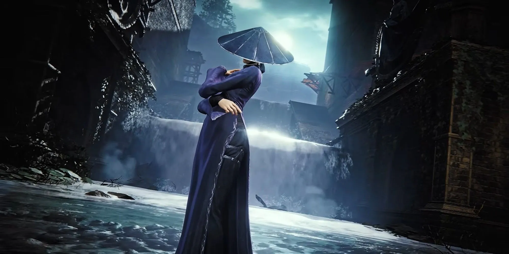 Duskbloods character with a hat obscuring their face Duskbloods character with a hat obscuring their face