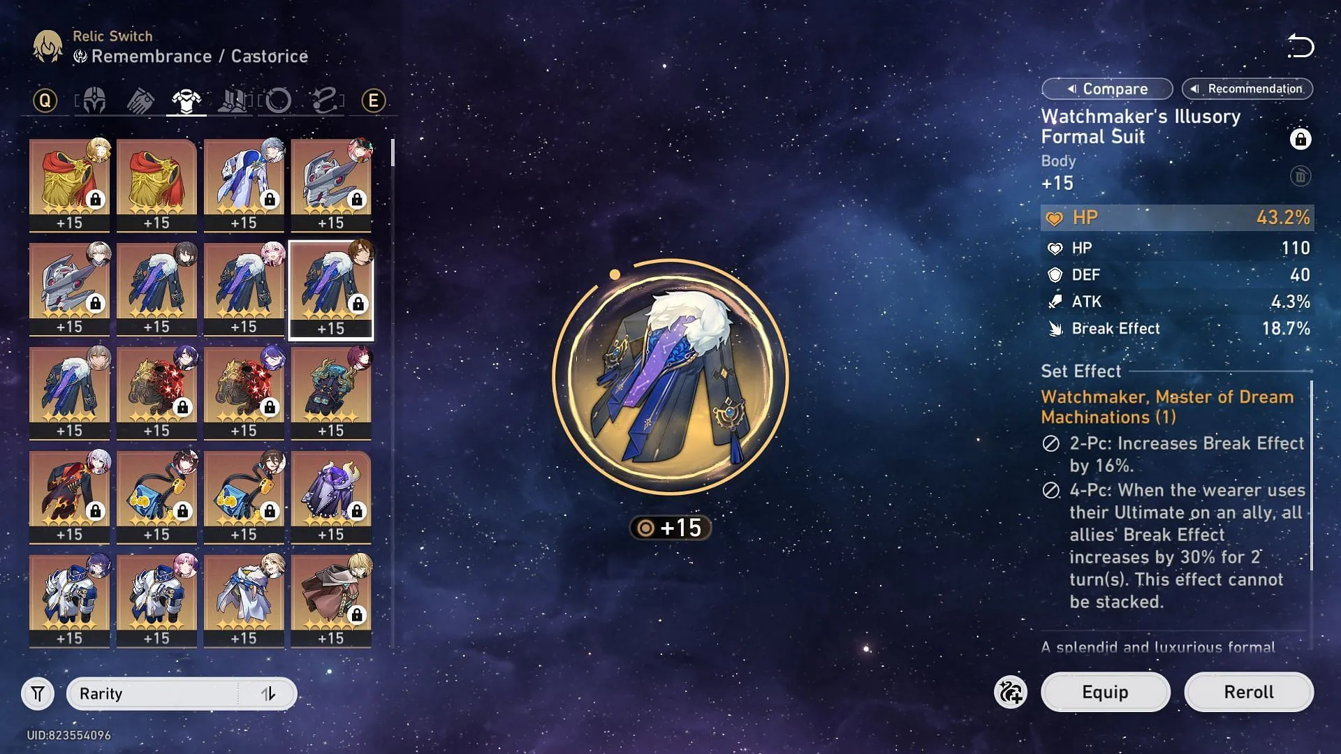 A Relic piece with HP as its main stat (Image via Sportskeeda Gaming || HoYoverse)