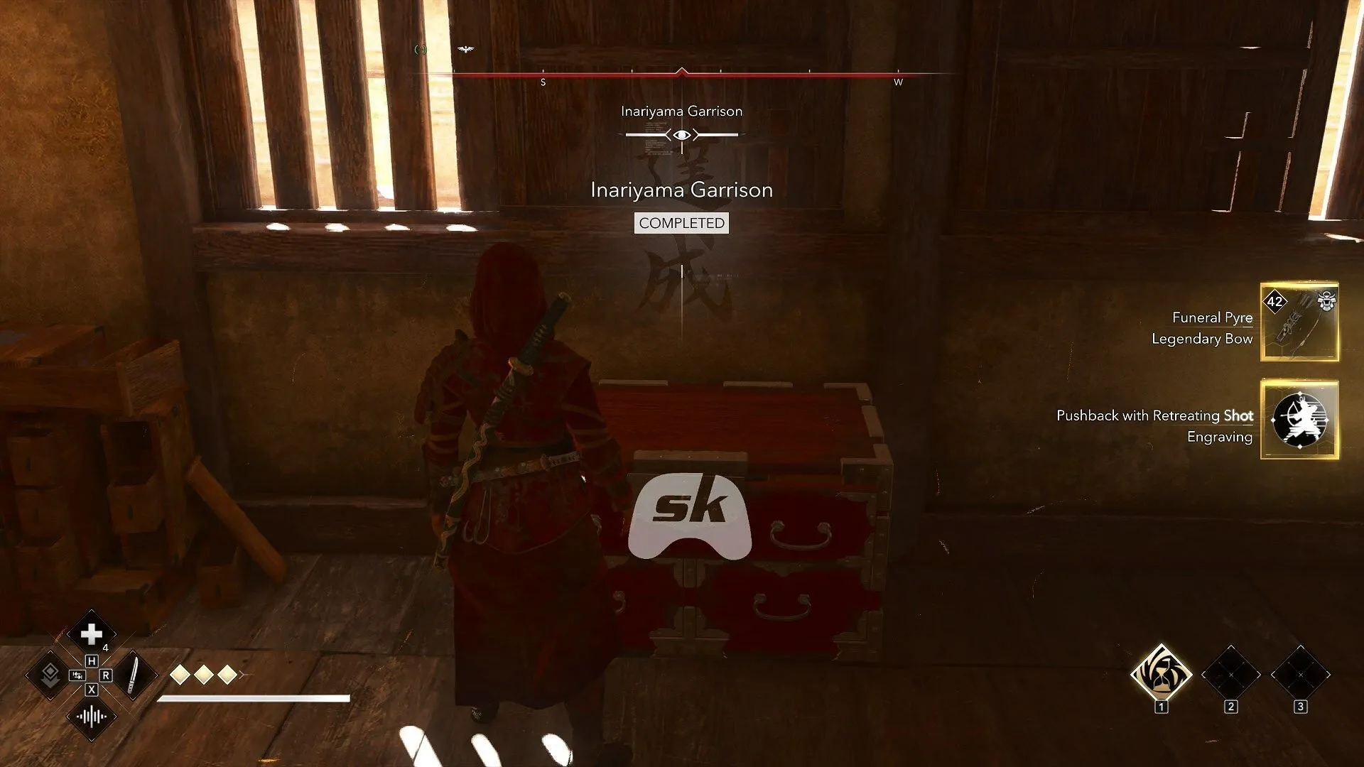 You can also obtain the legendary weapon if you're switched to Naoe (Image via Sportskeeda Gaming // Ubisoft)