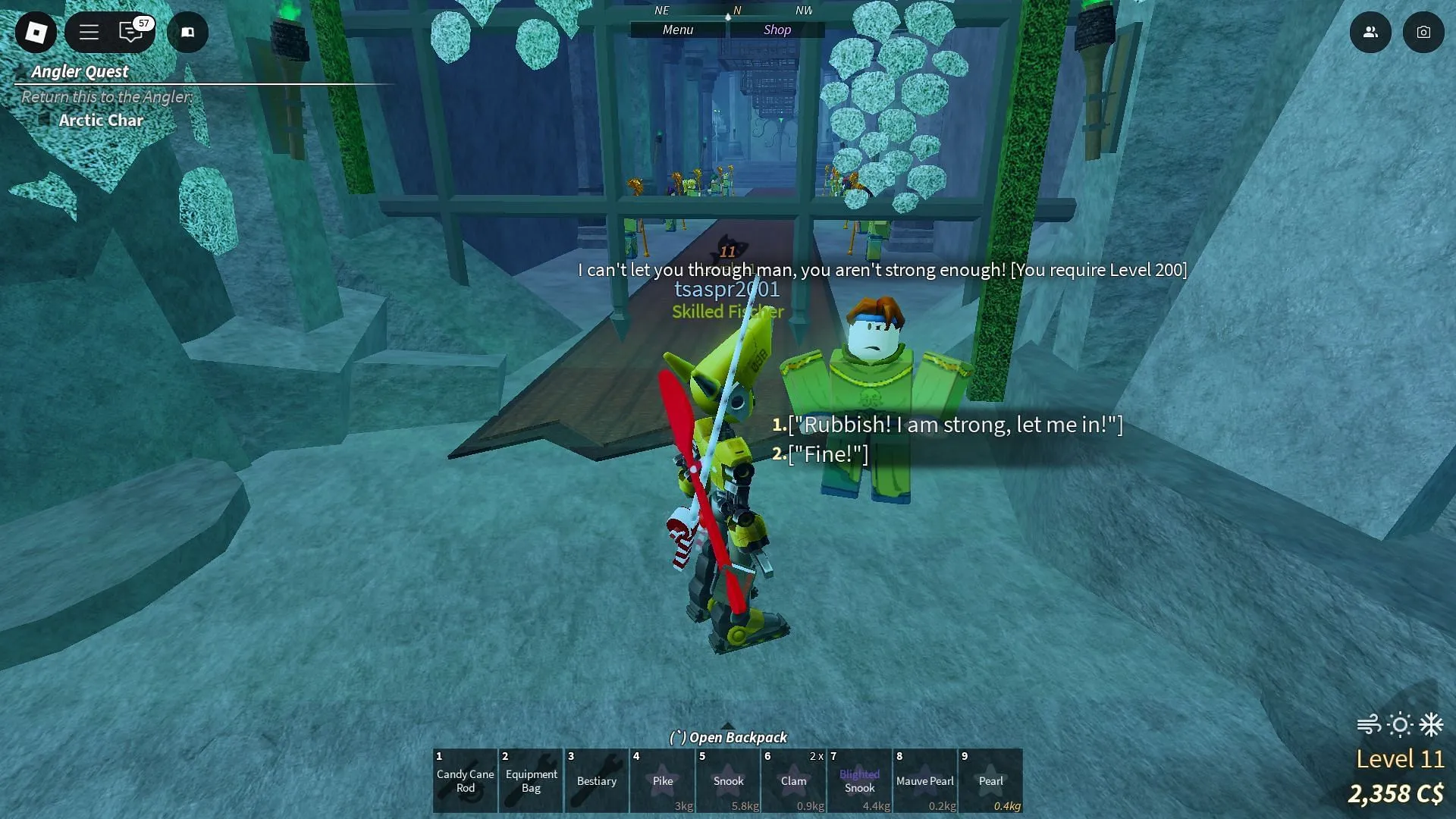 Speak with this NPC to access the Cthulu boss chamber (Image via Roblox)