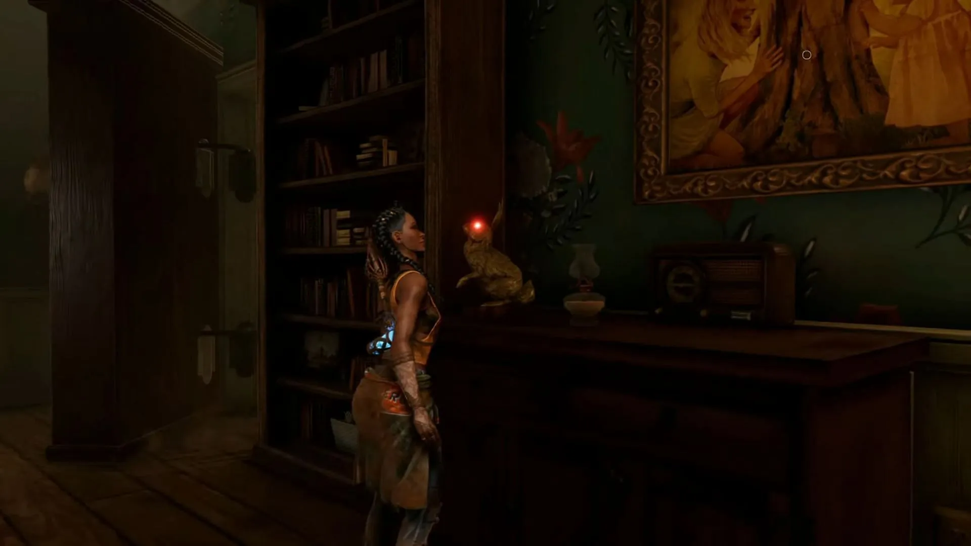 Golden rabbit statue interaction