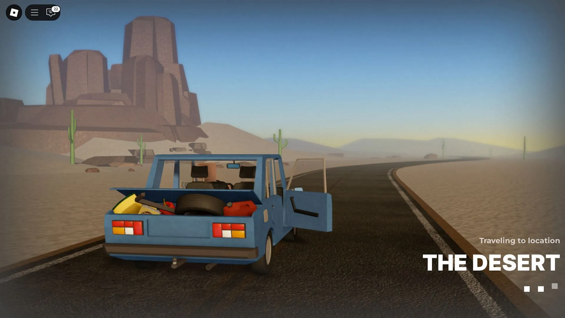Blackout Car quest is found in The Desert (Image via Roblox) Blackout Car quest is found in The Desert (Image via Roblox)