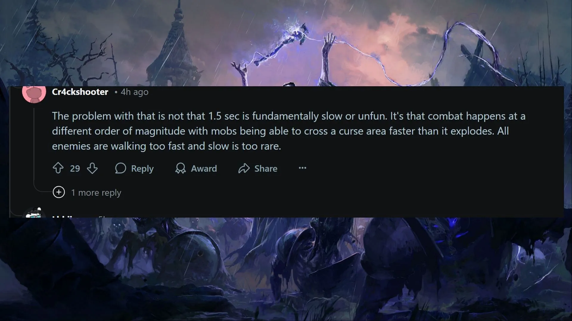 The speed of combat/enemies is the real problem, according to some players