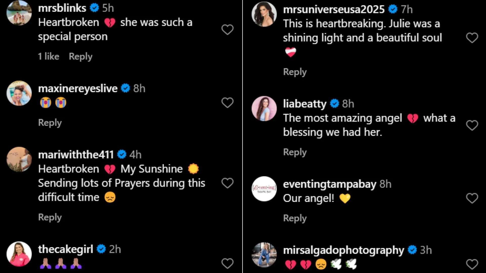Tributes pour in for Julie Tingley. (Image via Instagram) Tributes pour in for Julie Tingley. (Image via Instagram)