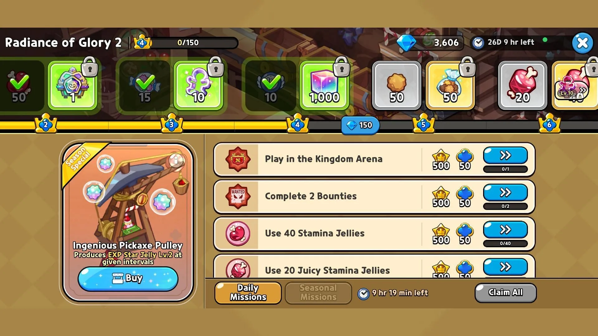 Some Daily Missions for the new pass (Image via Devsisters) Some Daily Missions for the new pass (Image via Devsisters)