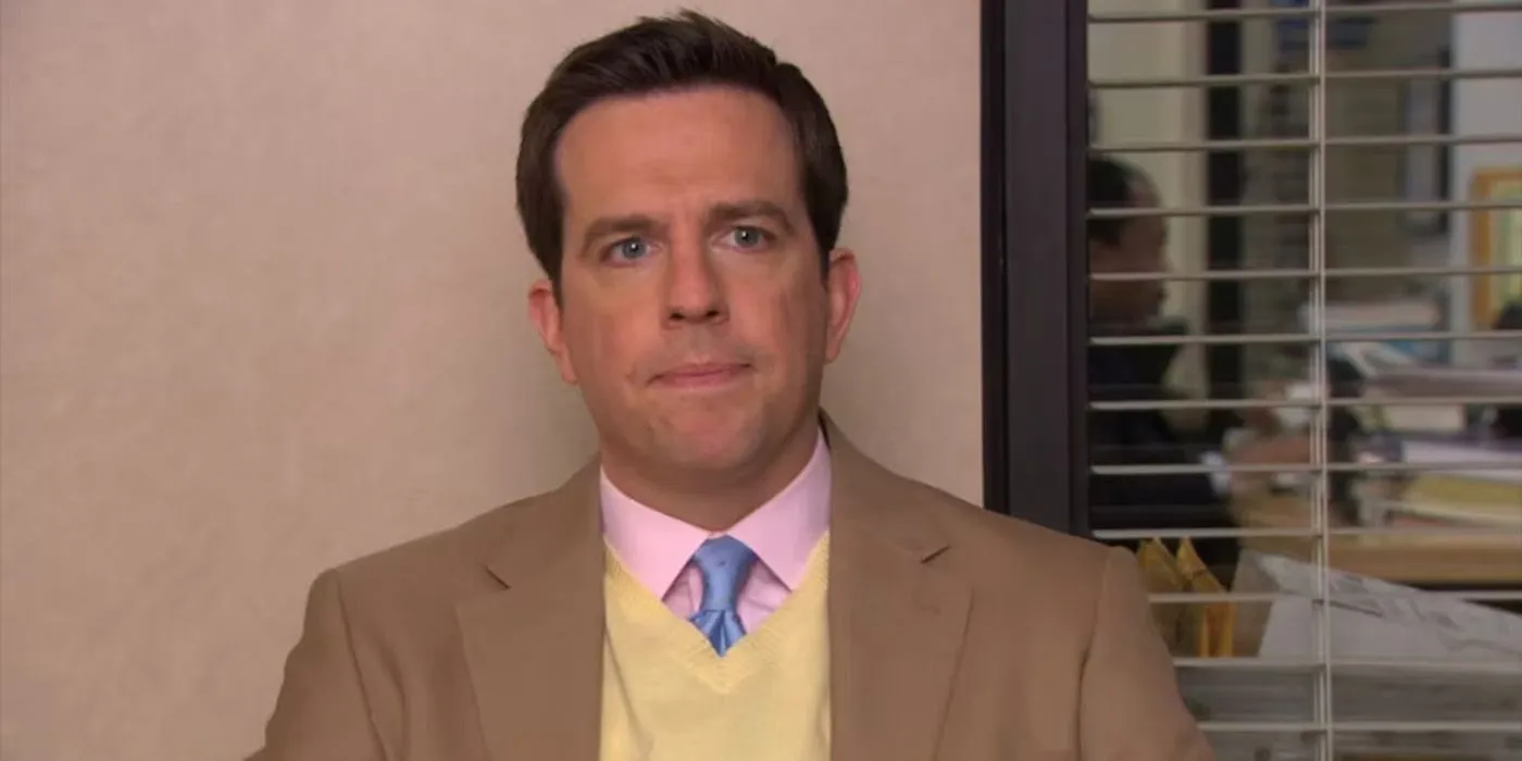 Andy (Ed Helms) looks perturbed in an interview segment on The Office Andy (Ed Helms) looks perturbed in an interview segment on The Office