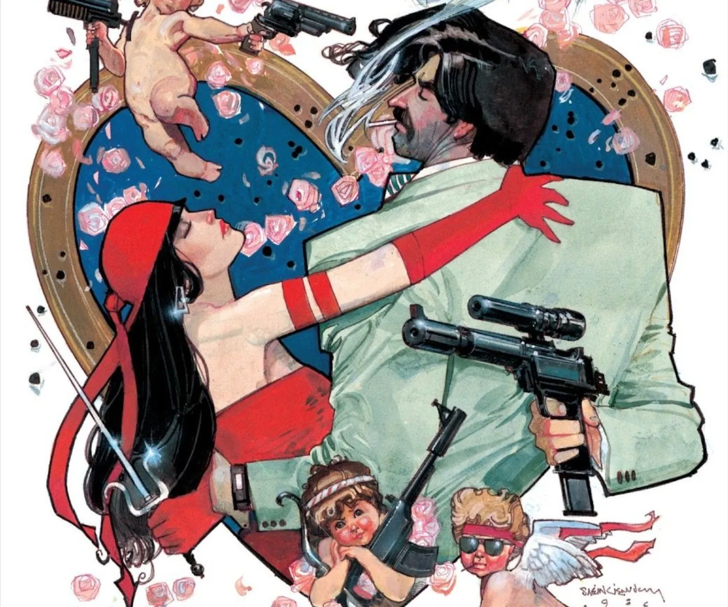 Elektra and John Garret share a love moment in Elektra Assassin
