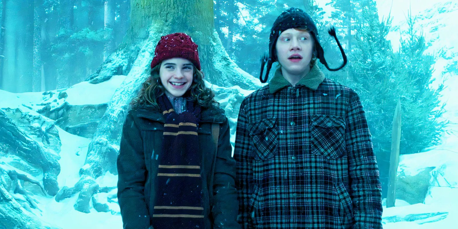 Emma Watson as Hermione and Rupert Grint as Ron in Harry Potter