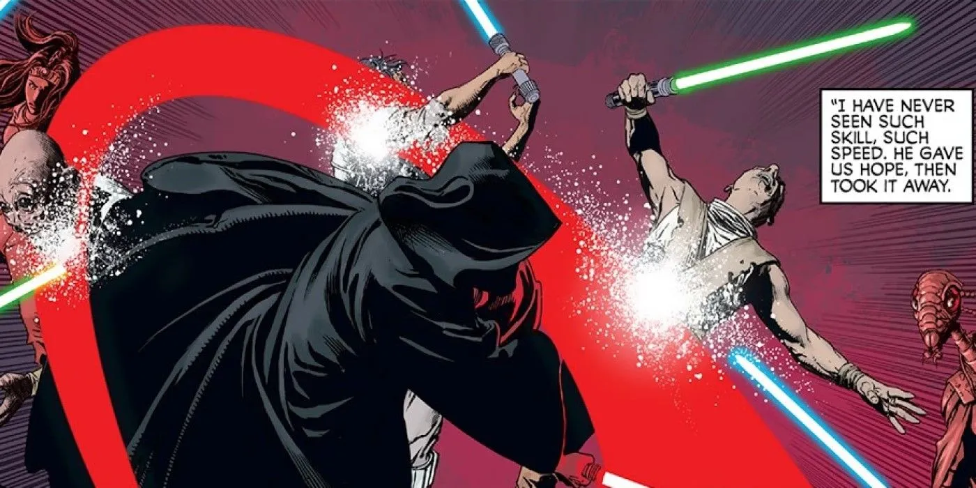 Emperor Palpatine uses his lightsaber to kill three Jedi in Star Wars Dark Times A Spark Remains issue 3