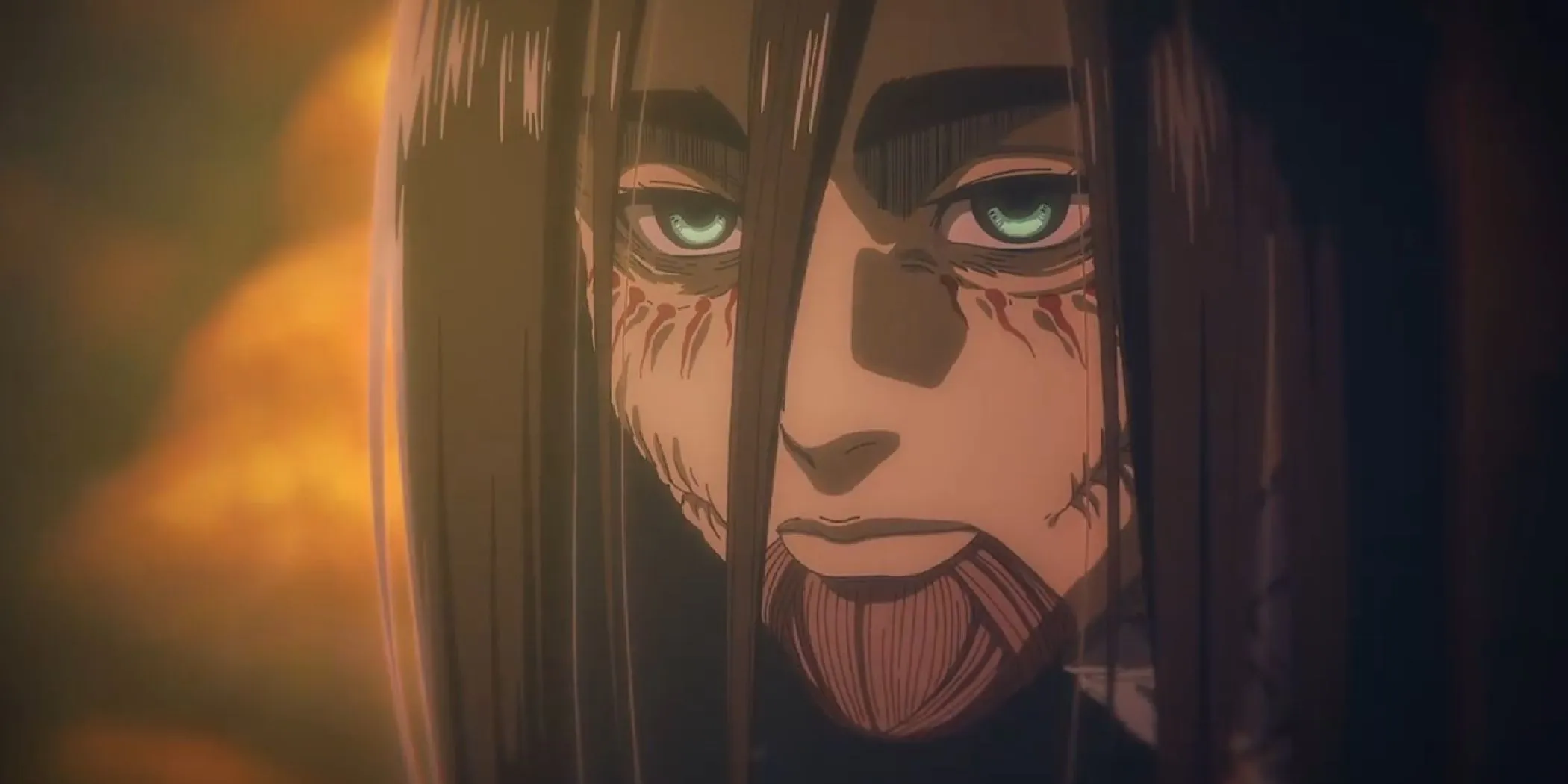 Eren's severed head in its Titan form in Attack on Titan's finale.