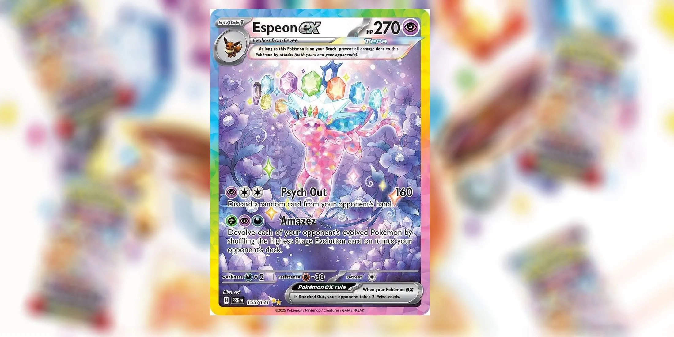 Espeon ex Special Illustration card in Prismatic Evolutions in Pokémon TCG Espeon ex Special Illustration card in Prismatic Evolutions in Pokémon TCG