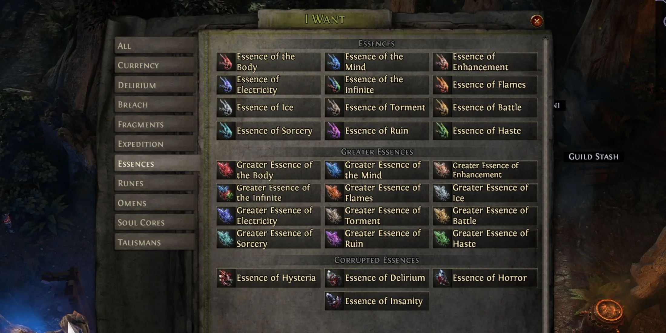 Essence for sale on the currency exchange in path of exile 2 Essence for sale on the currency exchange in path of exile 2