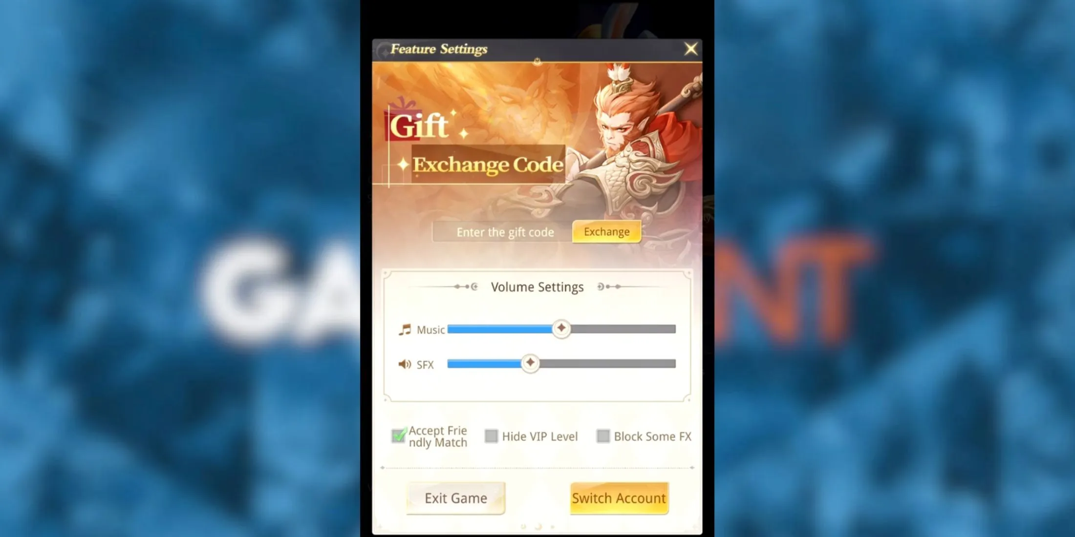 Eternal Saga code entry section