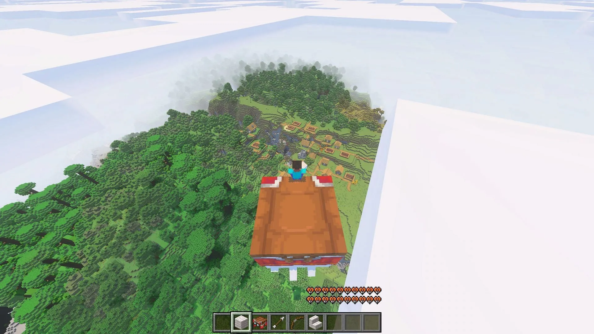 Players can use auto-run while flying on a happy ghast. (Image via Sportskeeda Gaming/Mojang Studios) Players can use auto-run while flying on a happy ghast. (Image via Sportskeeda Gaming/Mojang Studios)