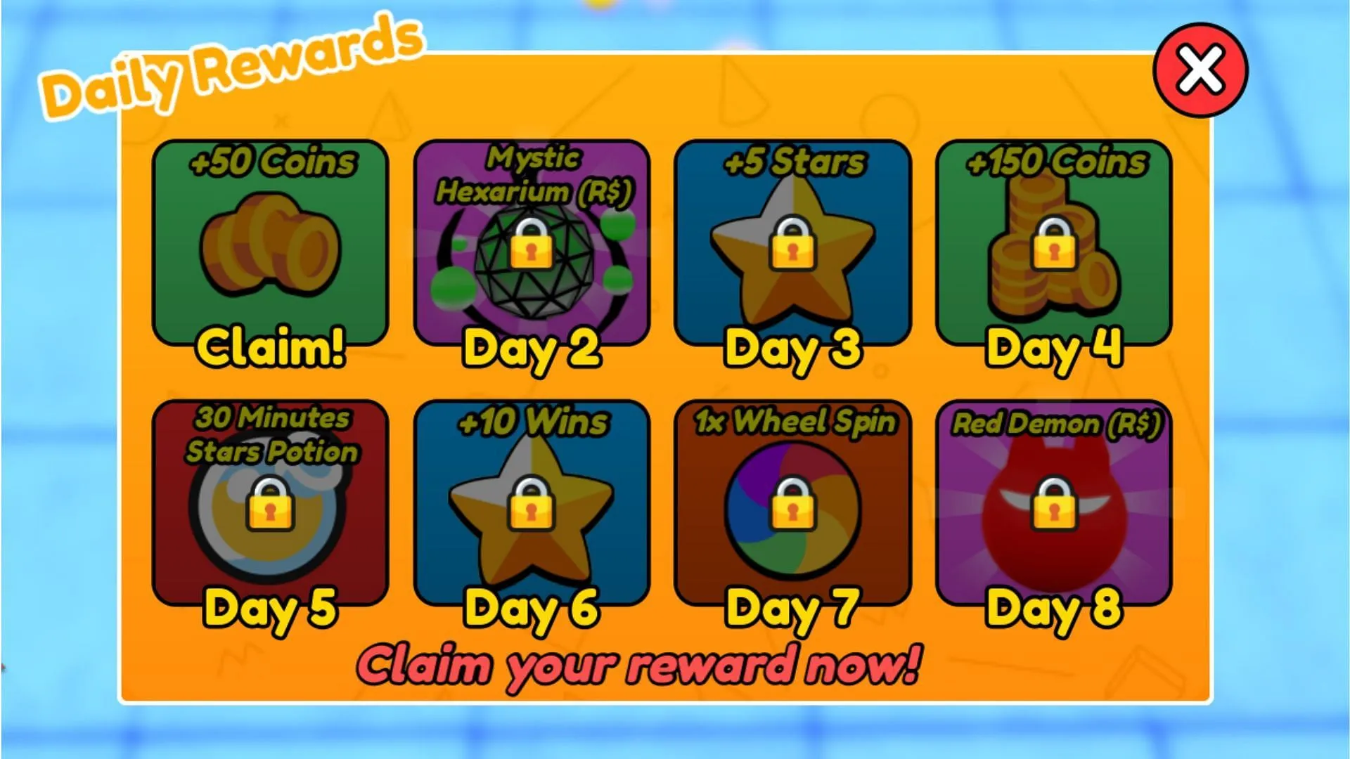 Earn daily rewards in Math Wall Simulator (Image via Roblox)