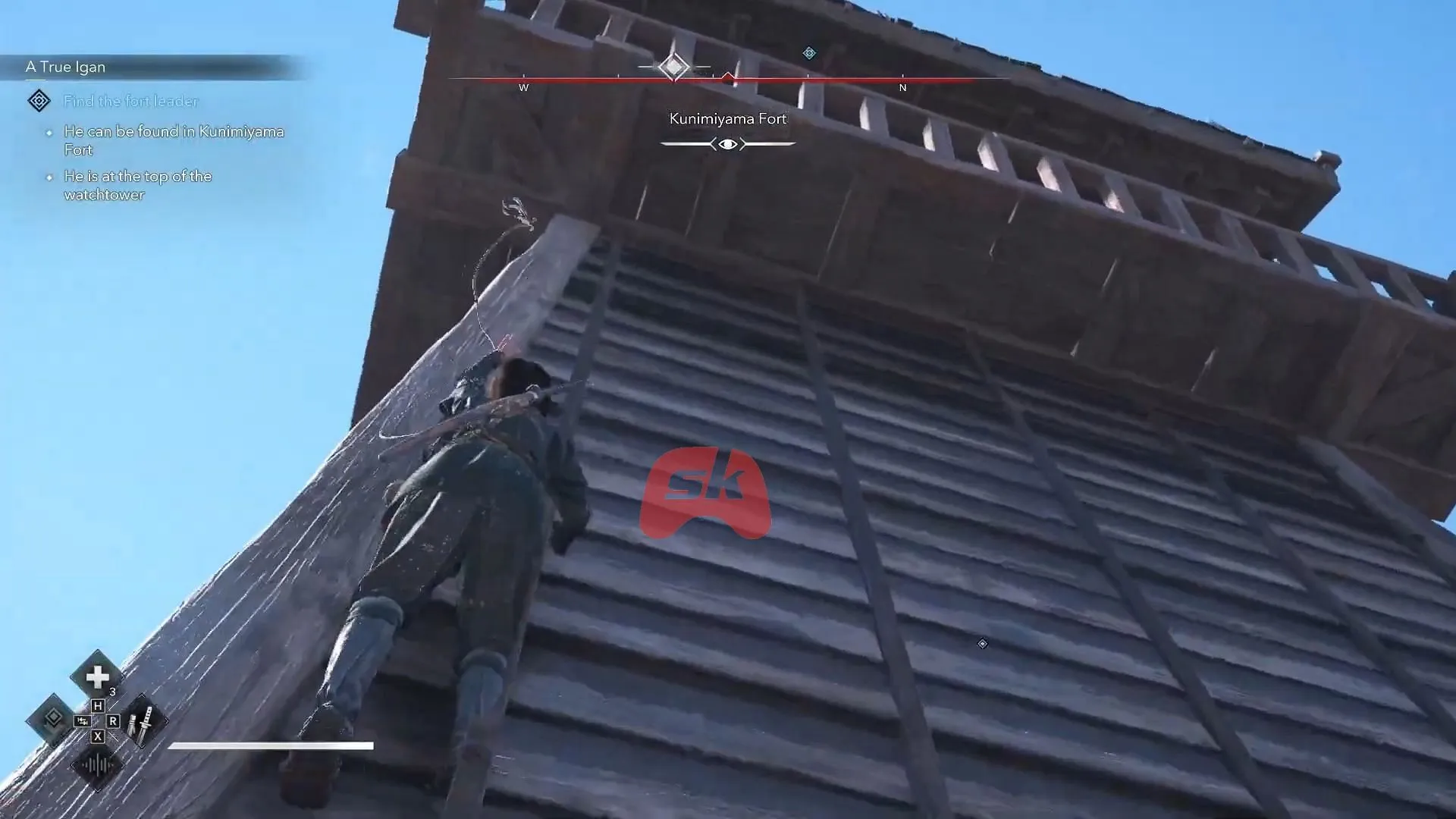 Use your grappling hook to scale up