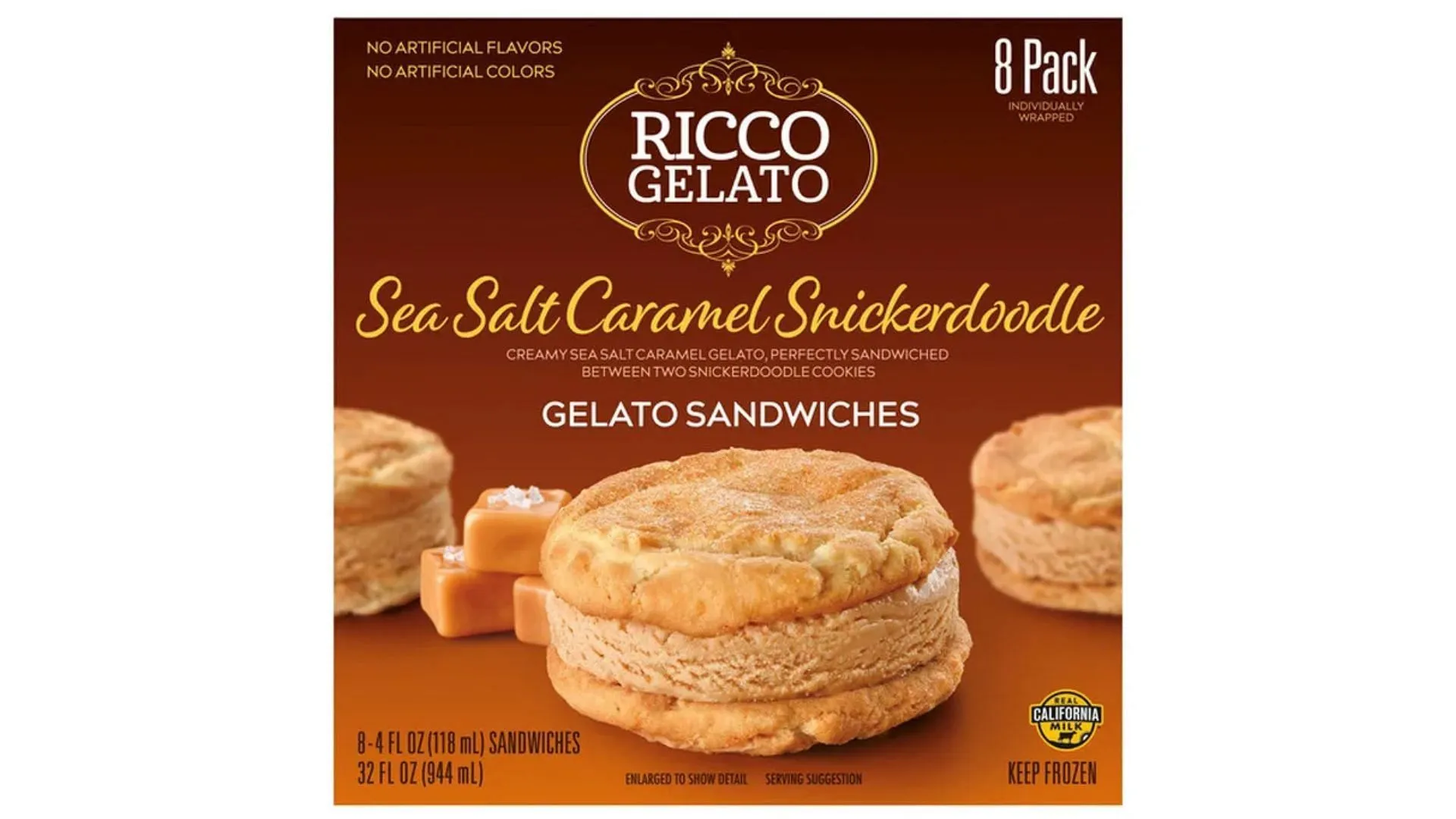 Costco's New Ricco Gelato Sea Salt Caramel Snickerdoodle Sandwiches (Image via Costco) Costco's New Ricco Gelato Sea Salt Caramel Snickerdoodle Sandwiches (Image via Costco)