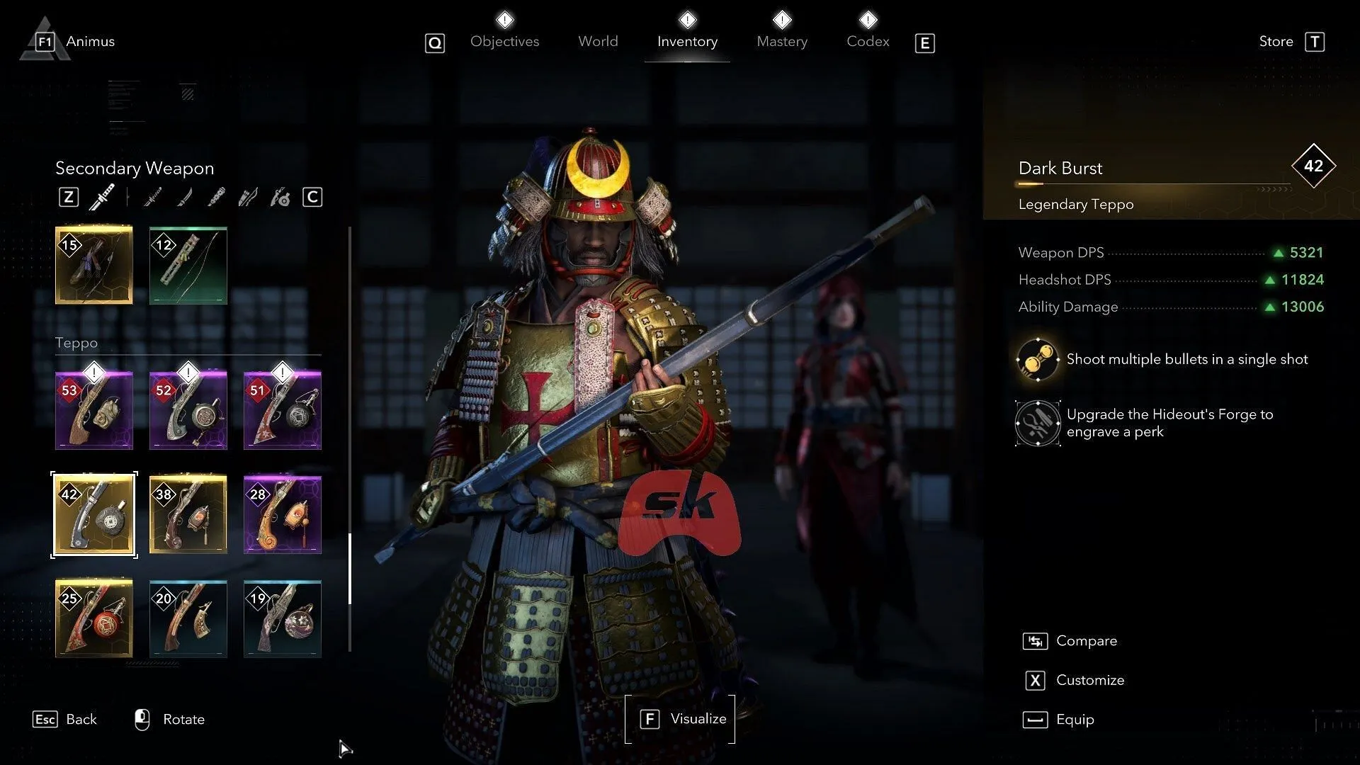 The Dark Burst Teppo in Assassin's Creed Shadows (Image via Sportskeeda Gaming || Ubisoft)
