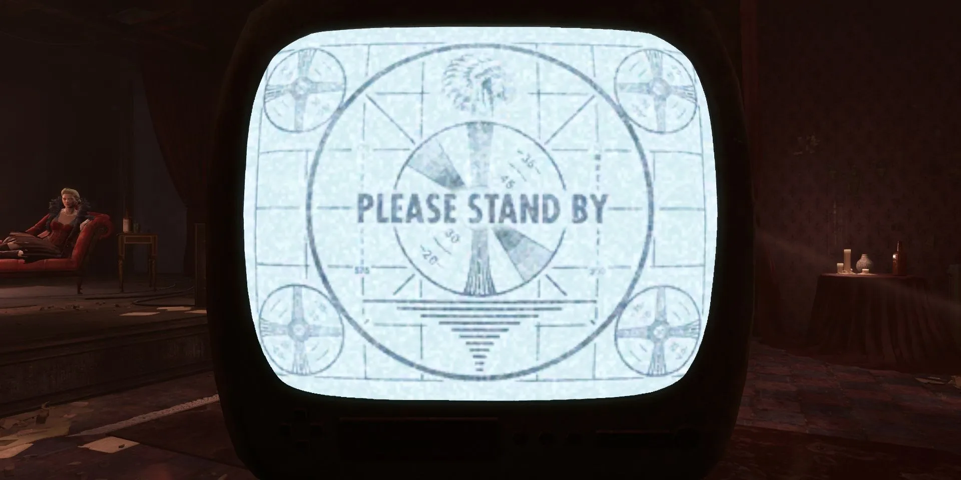 Please Stand By screen in Fallout 4 Please Stand By screen in Fallout 4