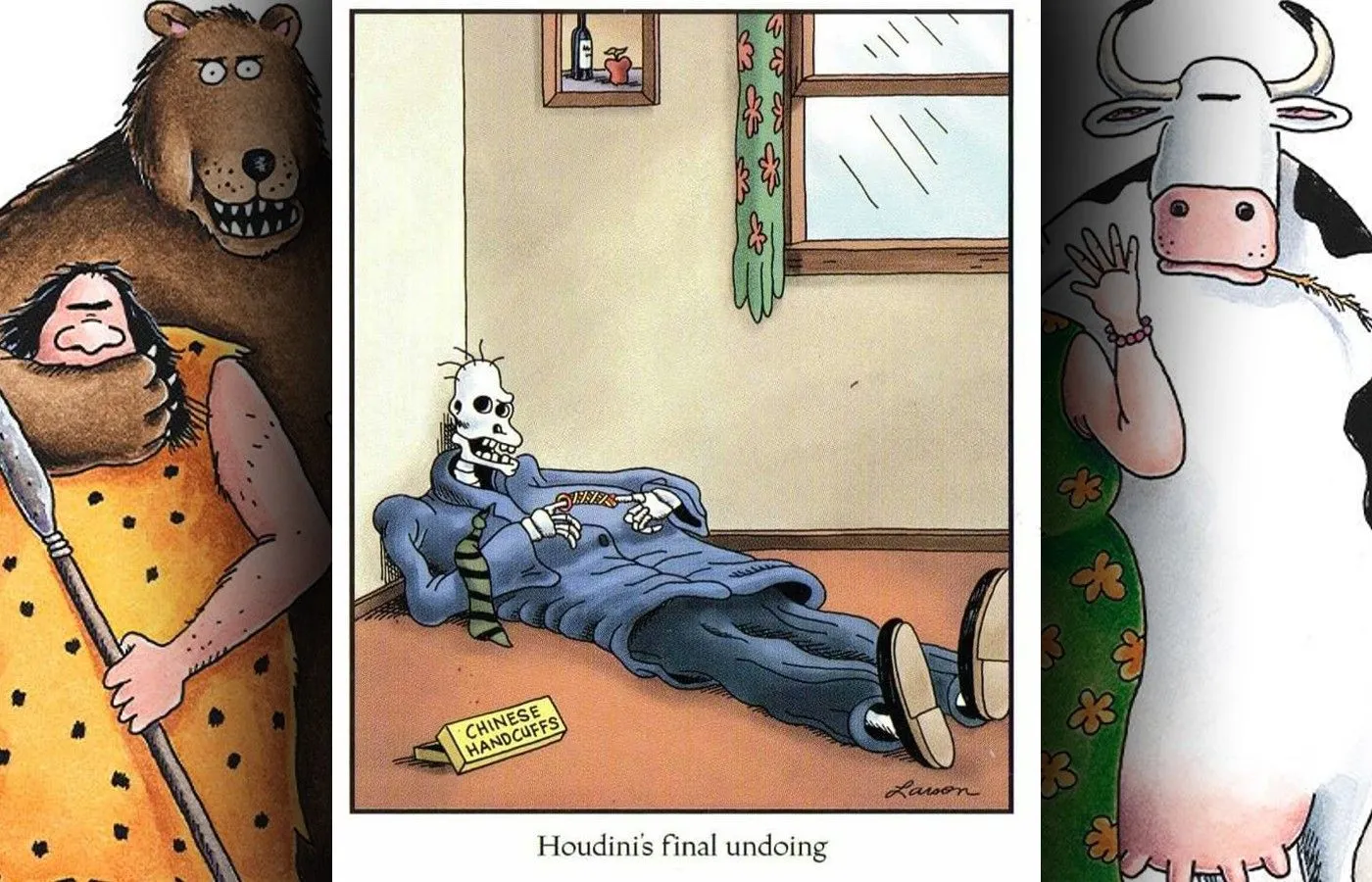 far side comic showing houdini's death far side comic showing houdini's death