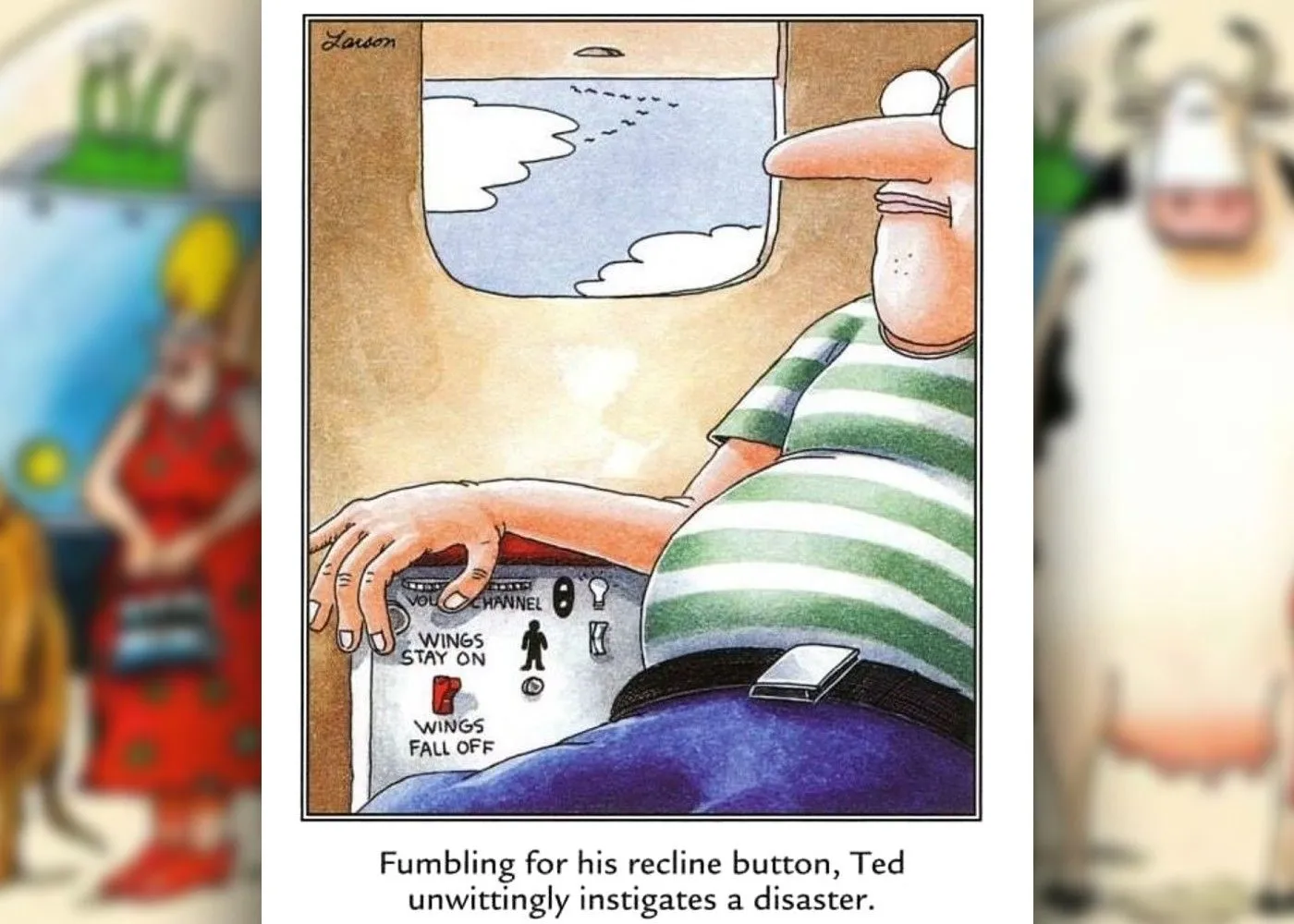 far side comic where plane has wings fall off button far side comic where plane has wings fall off button