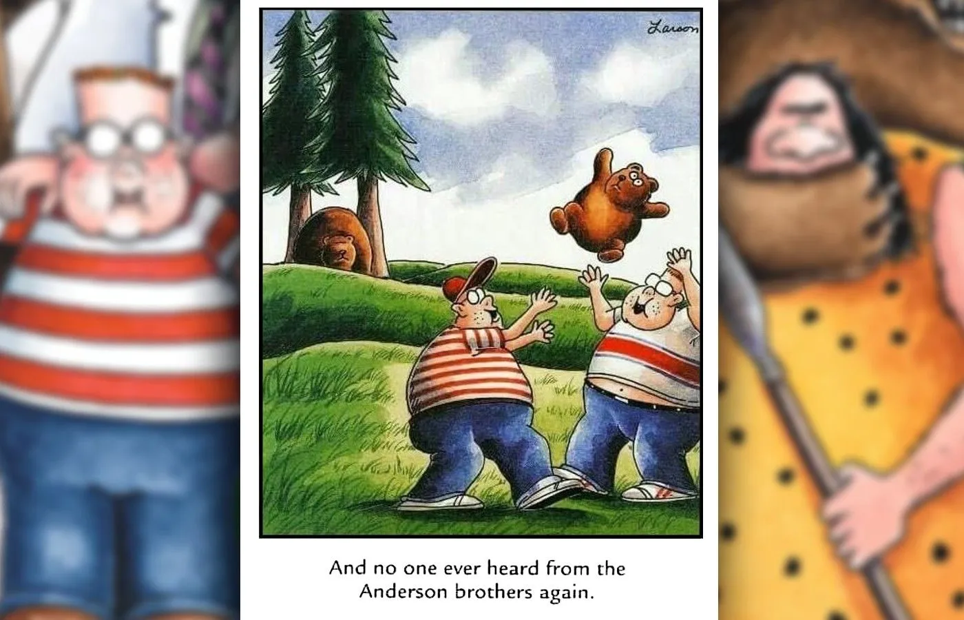far side comic where two children throw a bear cub between them far side comic where two children throw a bear cub between them