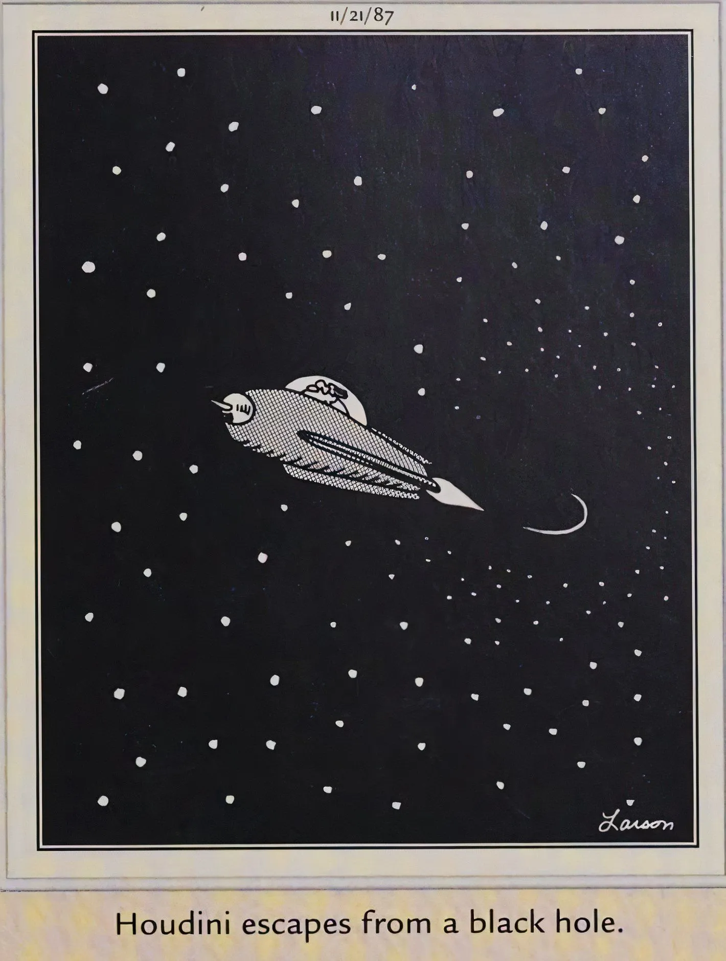 Far Side, Houdini escapes from a black hole