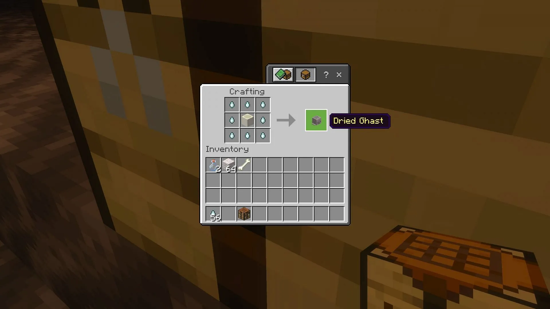 Crafting dried ghast blocks in Minecraft Crafting dried ghast blocks in Minecraft