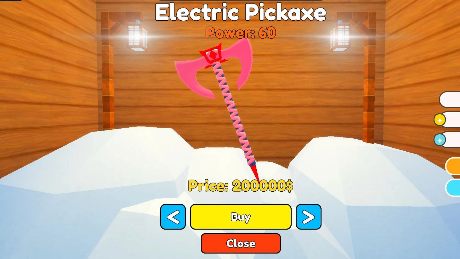 Purchase new pickaxes with Coins (Image via Roblox) Purchase new pickaxes with Coins (Image via Roblox)
