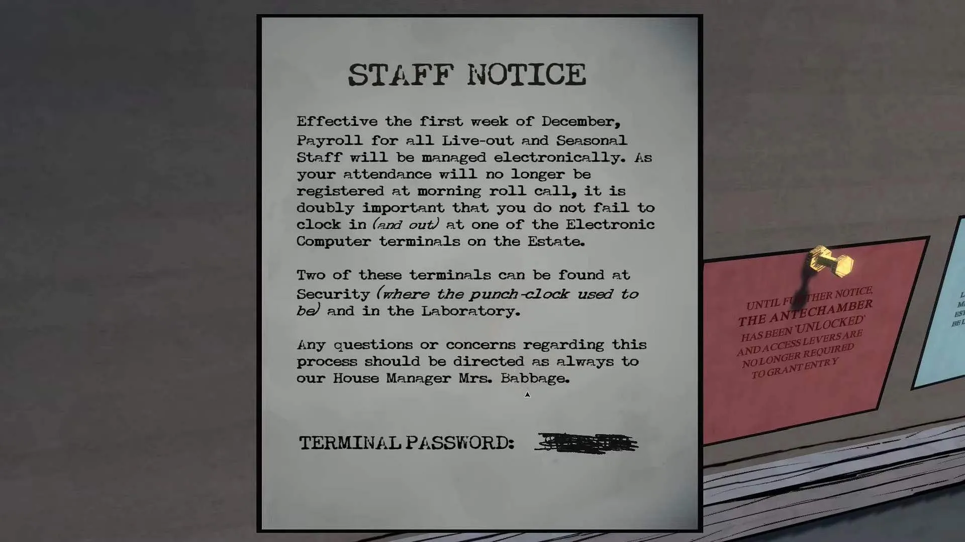 Terminal password to access computer for clues (Image via Raw Fury/YouTube@SmoKing) Terminal password to access computer for clues (Image via Raw Fury/YouTube@SmoKing)