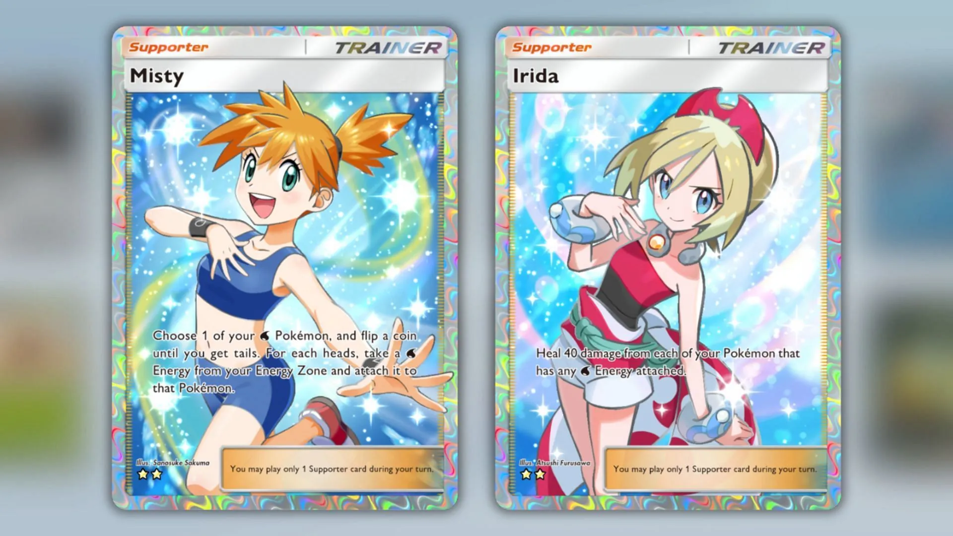 Misty and Irida's support card (Image via The Pokemon Company)