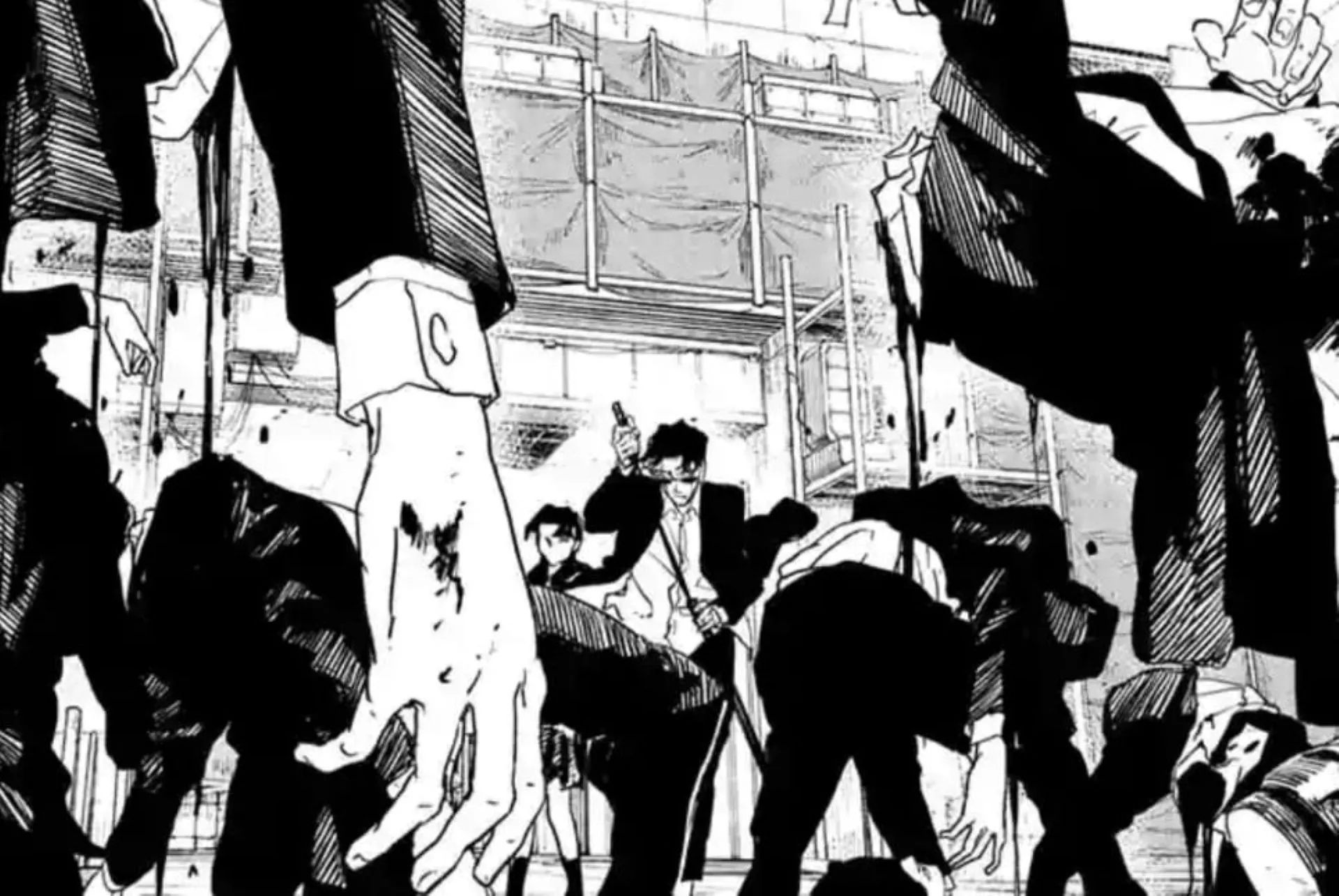 Samura confronts the corpses (Image via Shueisha) Samura confronts the corpses (Image via Shueisha)