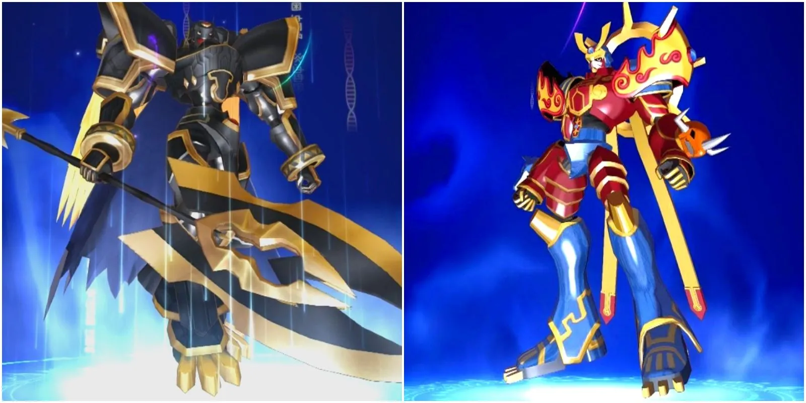 AlphaMon Ouryuken and Susanoomon in action AlphaMon Ouryuken and Susanoomon in action
