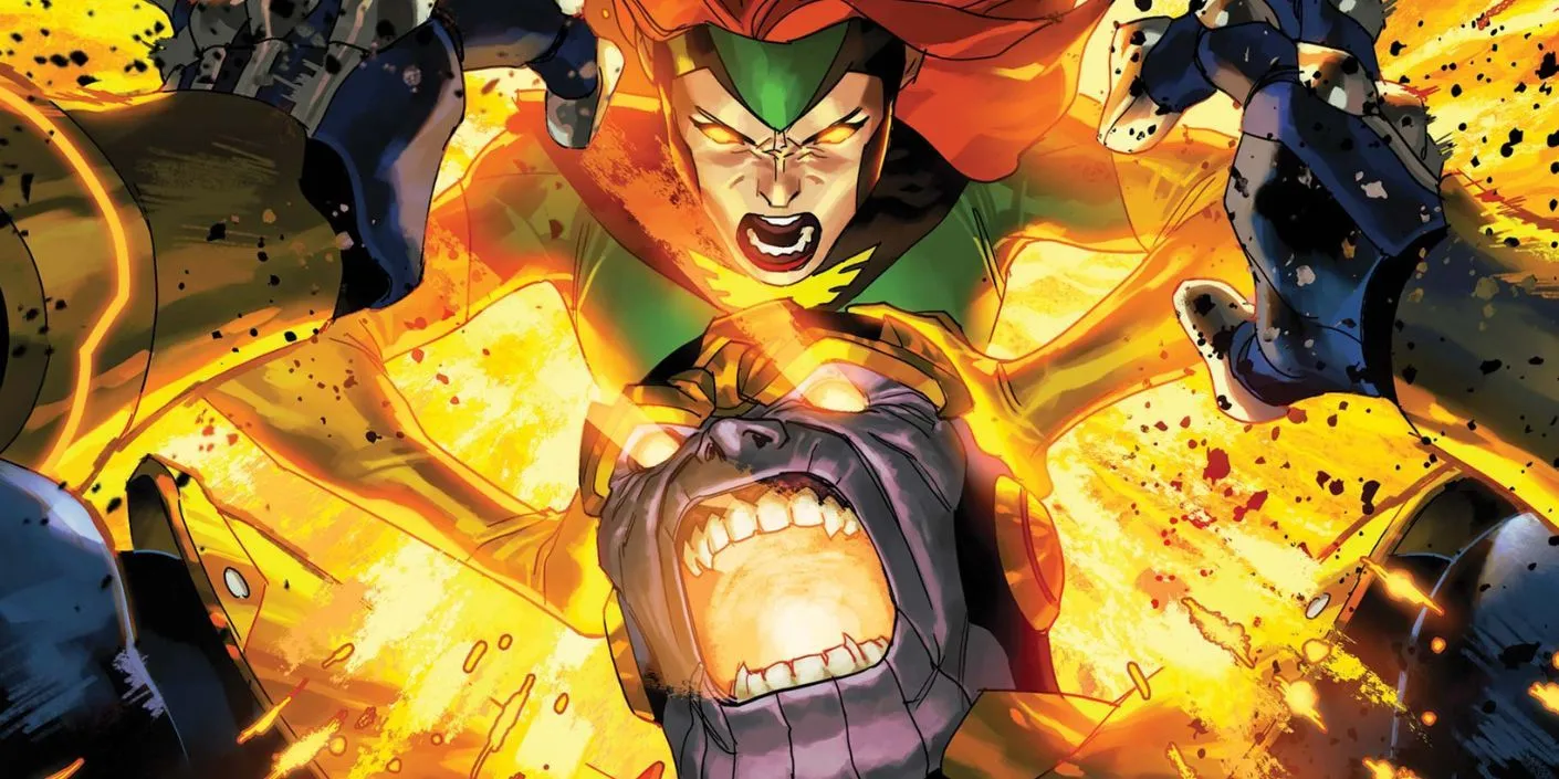 Jean Grey fights Thanos as the Phoenix
