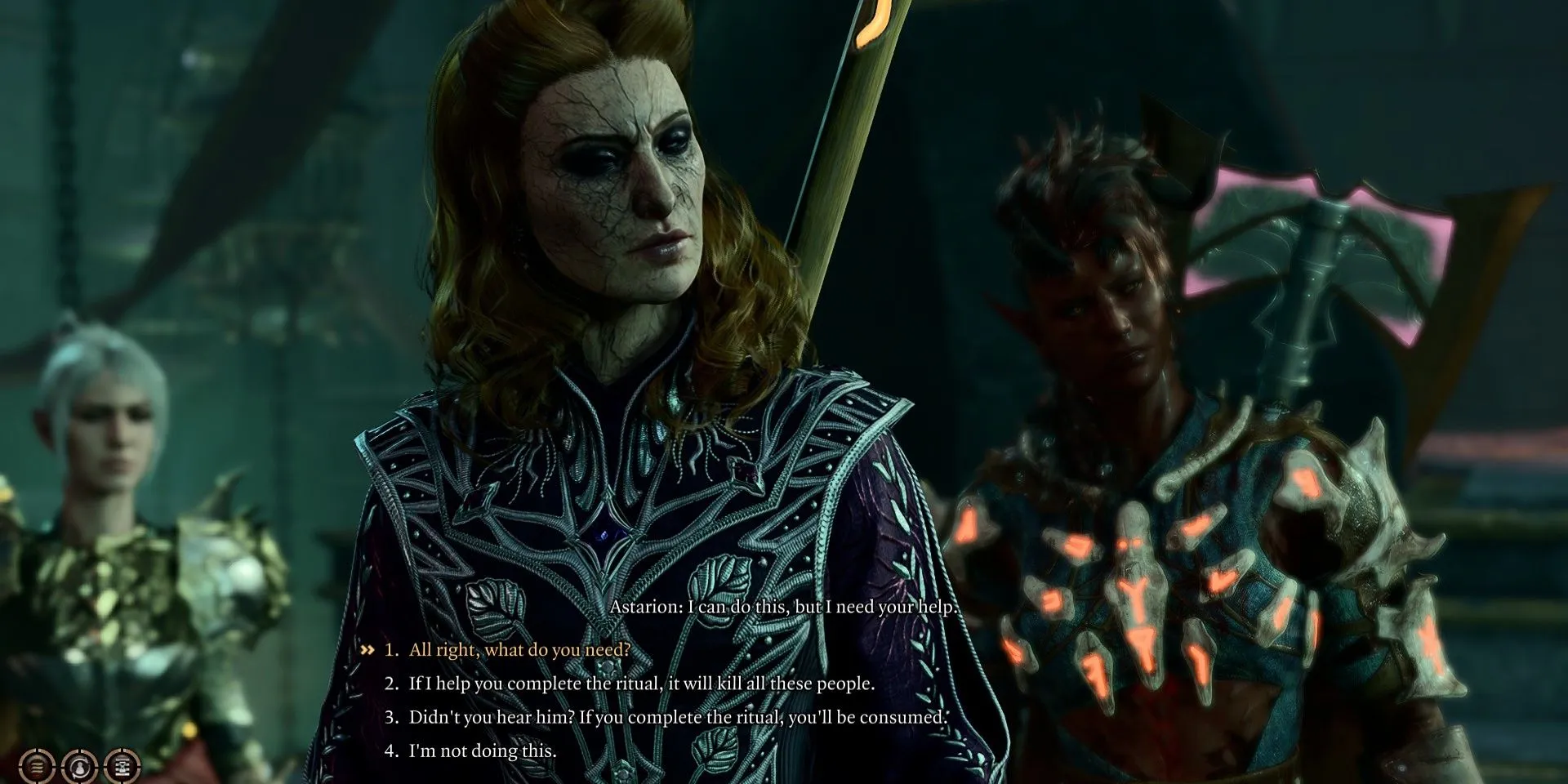 Female player with dialogue option to assist Astarion